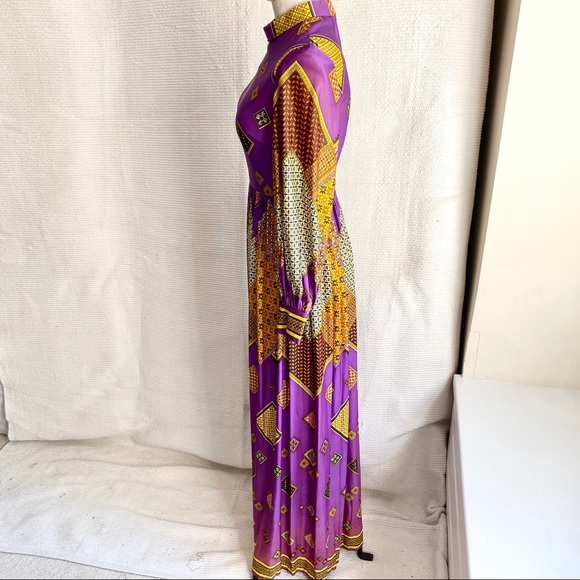 Vintage 60s 70s Marshall Fields Boho Print Dress - Picture 6 of 8